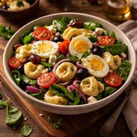 Greek Style Spinach and Egg Tortellini Salad