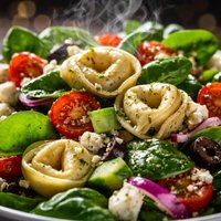 Greek Style Spinach and Tortellini Salad