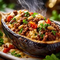 Greek Style Stuffed Eggplant Aubergine