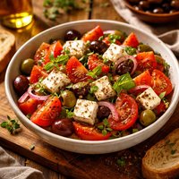 Greek Tomato Salad with Feta Cheese and Olives