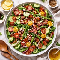 Green Bean Bacon and Cucumber Salad