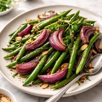 Green Beans and Pan Roasted Red Onions