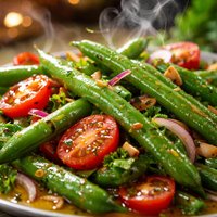 Green Beans Salad with a Lovely Honey Dressing and Cherry Tomato