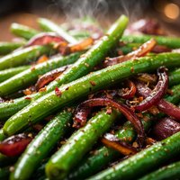 Green Beans with Caramelized Red Onions