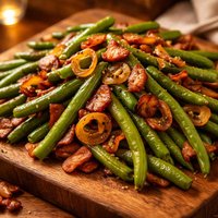 Green Beans with Caramelized Shallots and Bacon