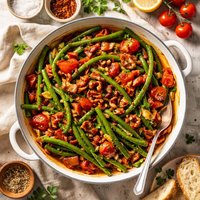 Green Beans with Stewed Tomatoes Bacon