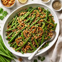 Green Beans with Walnuts and Shallot Crisps