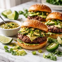 Green Chile Sliders with Tomatillo Lime Sauce