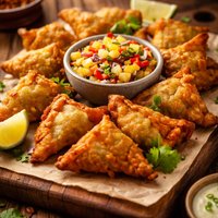 Green Chile Wontons with Pineapple Salsa