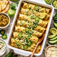 Green Jalapeno and Tomatillo Chicken Enchiladas