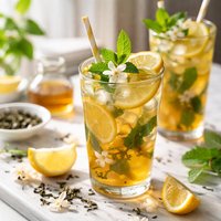 Green Jasmine Mint Iced Tea with Lemon