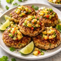 Green Onion Crab Cakes with Pineapple Salsa