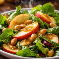 Green Salad with Apples Peanuts and Warm Mustard Dressing