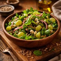 Green Salad with Grapes and Sunflower Seeds