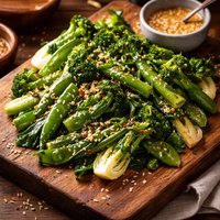 Green Vegetables with Sesame Ginger Dressing