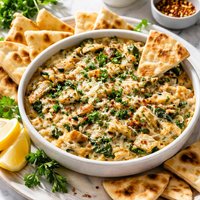 Grilled Artichoke and Spinach Dip with Pita Wedges