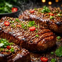 Grilled Asian Influenced Rib Eye Steaks