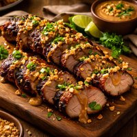 Grilled Asian Pork Tenderloin with Peanut Sauce