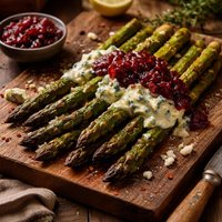 Grilled Asparagus with Blue Cheese Butter and Red Onion Chutney
