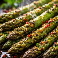 Grilled Asparagus with Peppercorn Vinaigrette