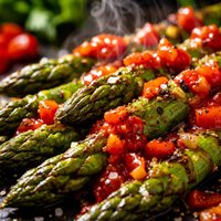Grilled Asparagus with Red Bell Peppers Sauce