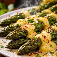 Grilled Asparagus with Saffron Aioli