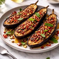 Grilled Aubergine Eggplant in Honey and Spices