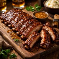 Grilled Baby Back Ribs with Mustard Bourbon Sauce