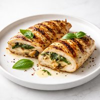 Grilled Basil and Garlic Stuffed Chicken