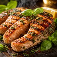 Grilled Basil Salmon Steaks