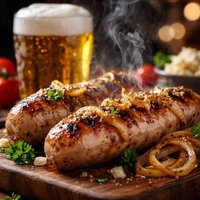Grilled Bratwurst and Beer