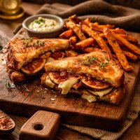 Grilled Brie and Fig Sandwiches with Sweet Potato Fries