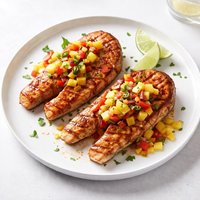 Grilled Caribbean Salmon Steaks with Fresh Fruit Salsa