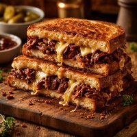 Grilled Cheese and Pulled Short Ribs Sandwich