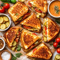 Grilled Cheese Pickle and Tomato Sandwiches