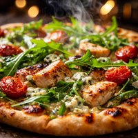Grilled Chicken Arugula Blue Cheese Pizza