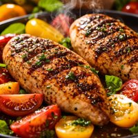 Grilled Chicken Breasts with Heirloom Tomatoes