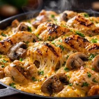Grilled Chicken Cheddar Casserole with Mushrooms