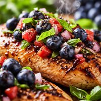 Grilled Chicken with Blueberry Basil Salsa