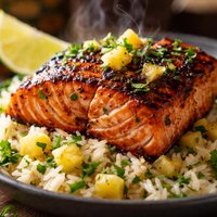Grilled Chipotle Salmon with Pineapple Cilantro Rice