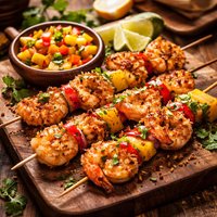 Grilled Coconut Shrimp Kabobs with Island Salsa