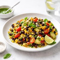 Grilled Corn and Black Bean Salad with Basil Lime Vinaigrette
