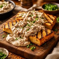 Grilled Cornbread with Sausage Gravy