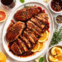 Grilled Duck Breasts with Red Wine and Orange Sauce