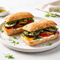 Grilled Eggplant Aubergine and Pepper Sandwiches