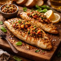 Grilled Fish with a Sun Dried Basil Tomato Butter