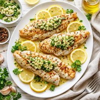 Grilled Fish with Lemon Parsley Butter