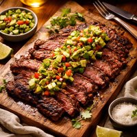 Grilled Flank Steak with Avocado Salsa
