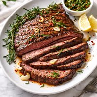 Grilled Flank Steak with Rosemary and Garlic