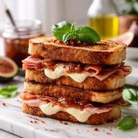 Grilled Fresh Mozzarella Prosciutto and Fig Jam Sandwich